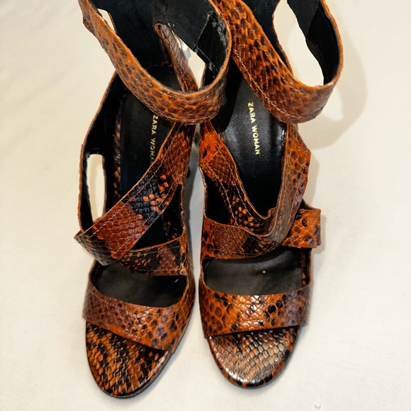 Zara Python print brown/tan sandals 38 - Picture 8 of 8